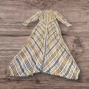 Free People Sadie Plaid Button Down Maxi Dress Size XS